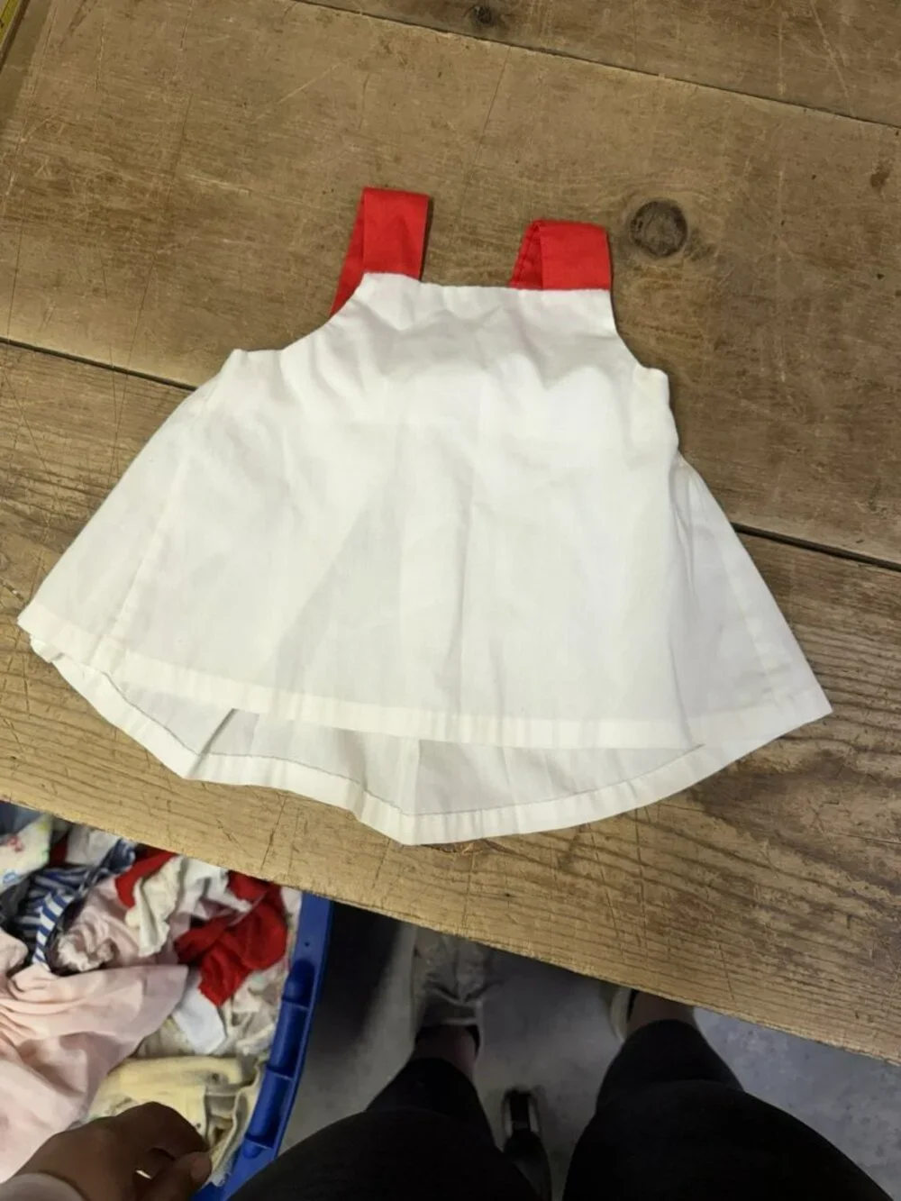 Vintage 1950s Nautical Baby Toddler 18 MO Overalls Dress Ship Red White Blue